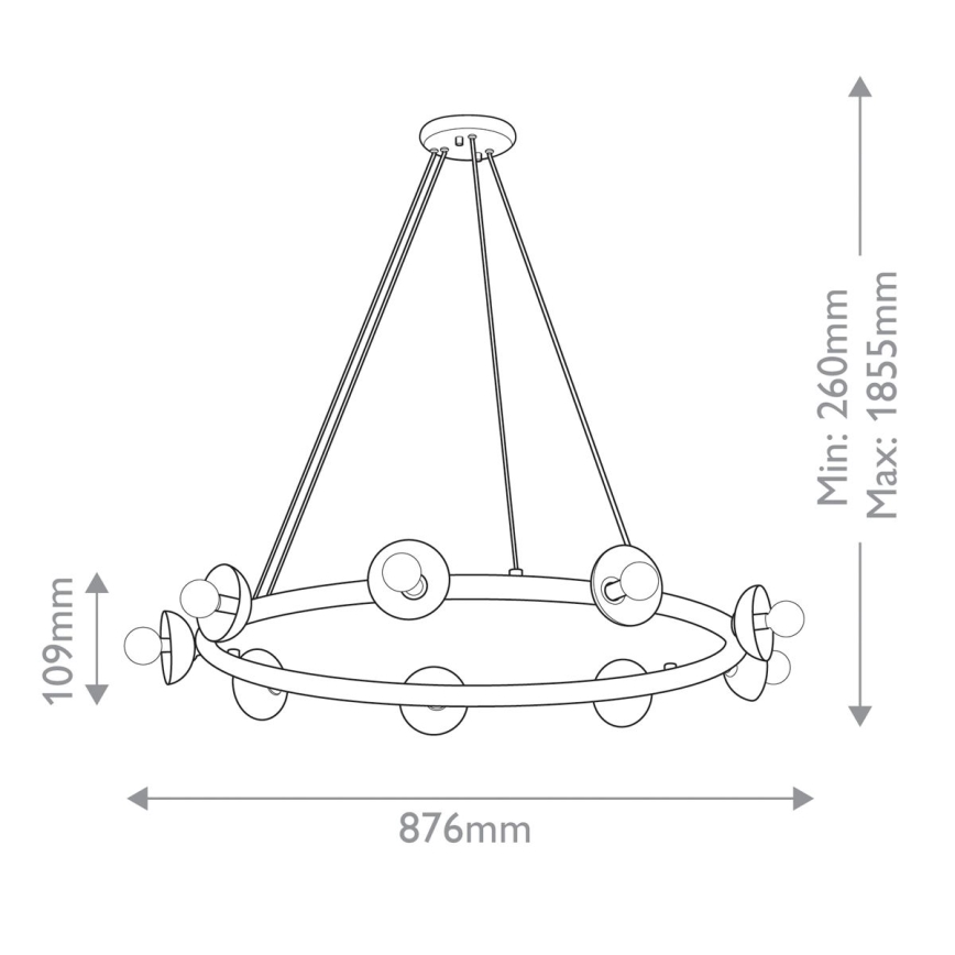 Kichler - lustra uz troses PALTA 9xE14/40W/230V zelta