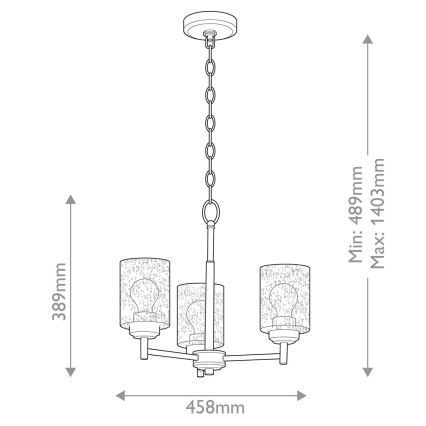 Kichler - Lustra ar ķēdi WINSLOW 3xE27/60W/230V d. 45,8 cm misiņš