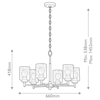Kichler - Lustra ar ķēdi WINSLOW 6xE27/60W/230V d. 66 cm misiņš