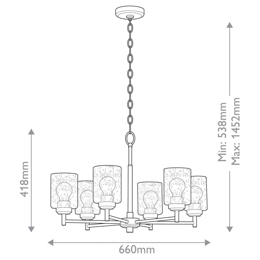 Kichler - Lustra ar ķēdi WINSLOW 6xE27/60W/230V d. 66 cm misiņš