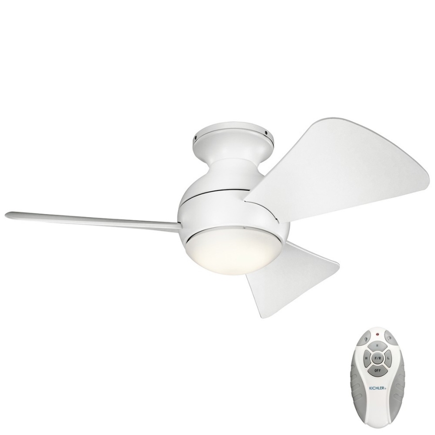 Kichler - LED Aptumšojams griestu ventilators SOLA LED/10W/230V IP23 balts + tālvadības pults