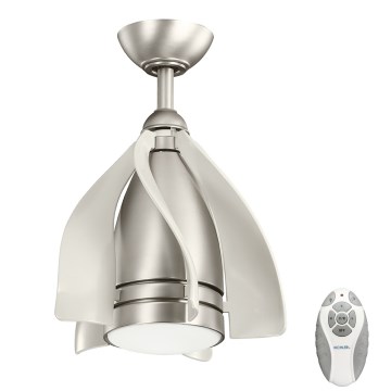 Kichler - LED Aptumšojams griestu ventilators TERNA LED/10W/230V matēts hroms/balta + tālvadības pults