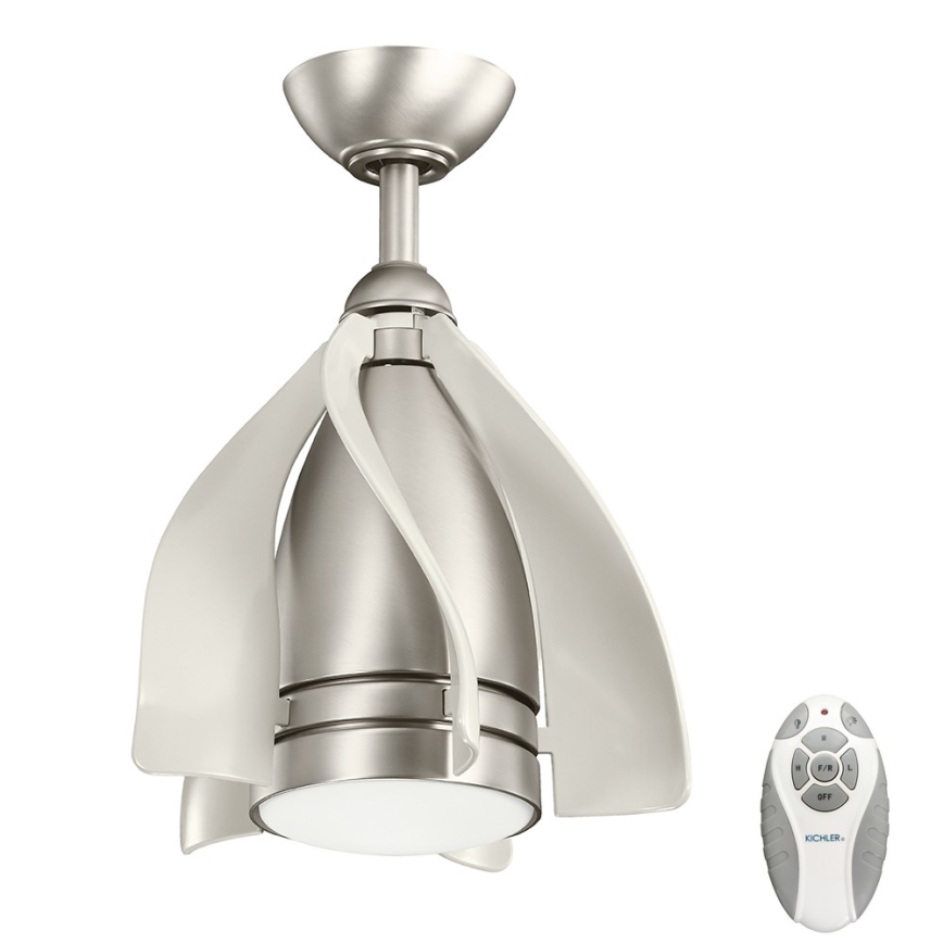Kichler - LED Aptumšojams griestu ventilators TERNA LED/10W/230V matēts hroms/balta + tālvadības pults