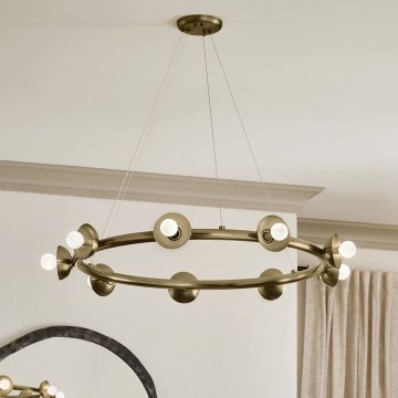 Kichler - lustra uz troses PALTA 9xE14/40W/230V zelta