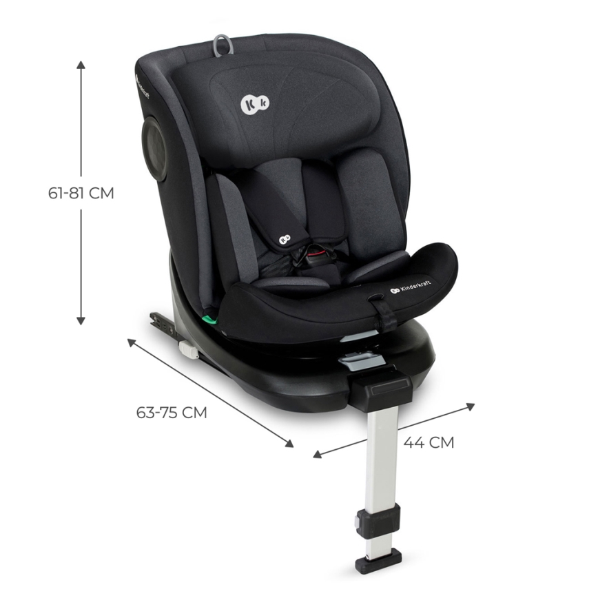KINDERKRAFT - Autokrēsliņš I-360 i-Izmērs (40-150 cm) melna