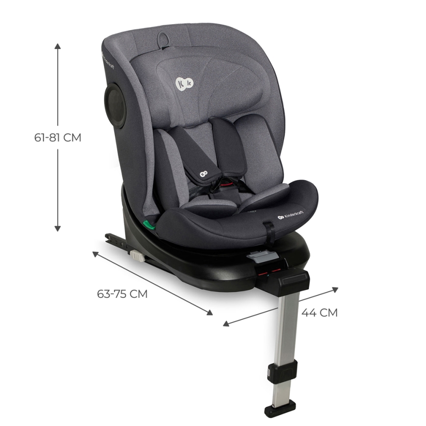 KINDERKRAFT - Autokrēsliņš I-360 i-Izmērs (40-150 cm) pelēka