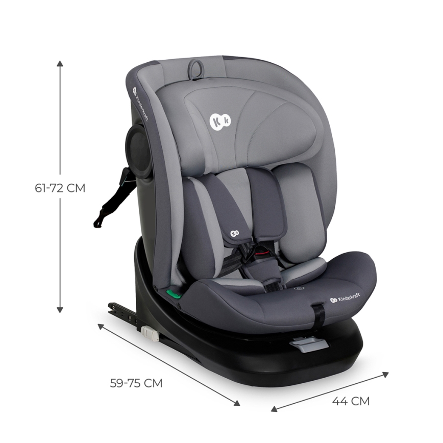 KINDERKRAFT - Autokrēsliņš I-GROW i-Izmērs (40-150 cm) pelēka