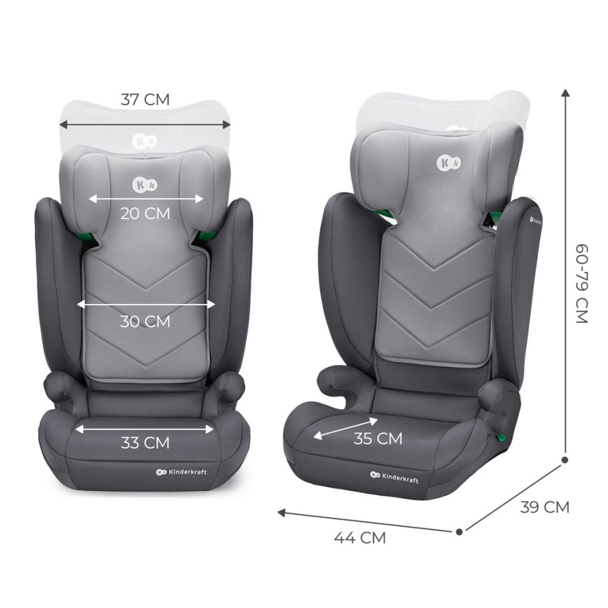 KINDERKRAFT - Autokrēsliņš I-SPARK i-Izmērs (100-150 cm) pelēka