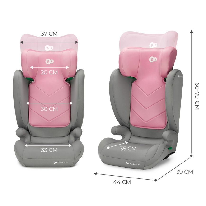 KINDERKRAFT - Autokrēsliņš I-SPARK i-Izmērs (100-150 cm) rozā