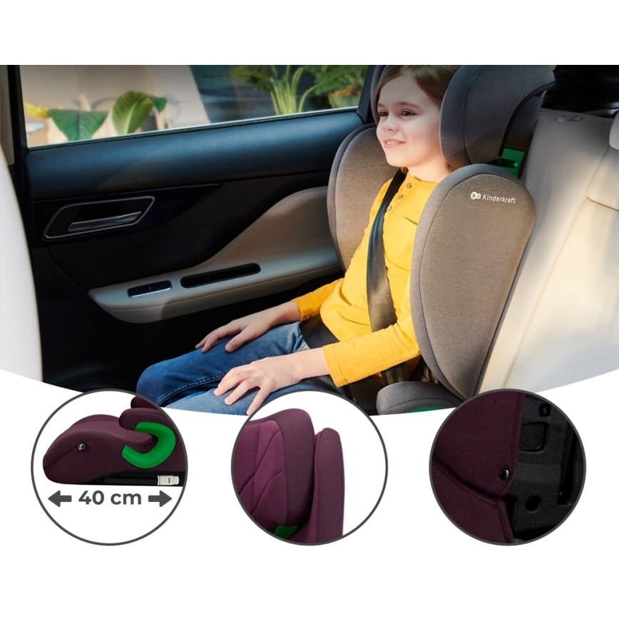 KINDERKRAFT - Autokrēsliņš JUNIOR FIX 2 (100-150 cm) Cherry pearl