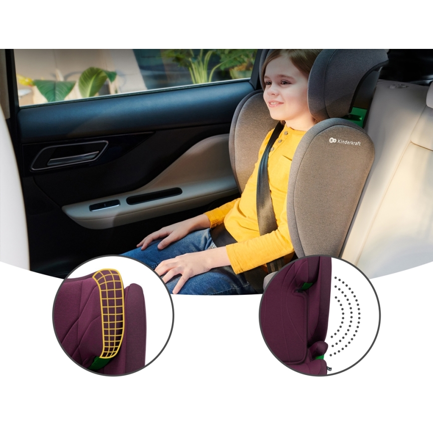 KINDERKRAFT - Autokrēsliņš JUNIOR FIX 2 (100-150 cm) Cherry pearl