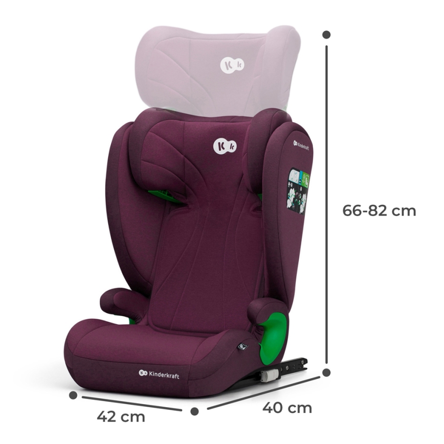 KINDERKRAFT - Autokrēsliņš JUNIOR FIX 2 (100-150 cm) Cherry pearl