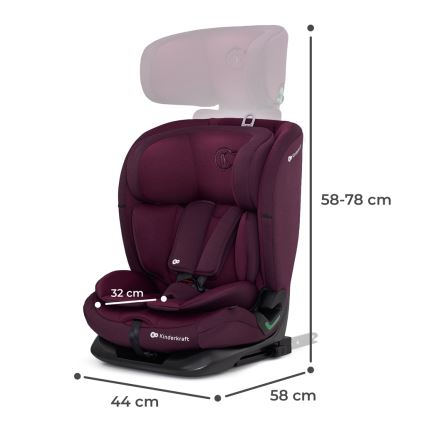 KINDERKRAFT - Autokrēsliņš ONETO 3 i-Izmērs (76-150 cm) + Isofix Cherry pearl