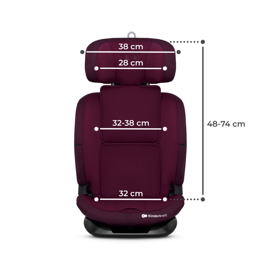 KINDERKRAFT - Autokrēsliņš ONETO 3 i-Izmērs (76-150 cm) + Isofix Cherry pearl