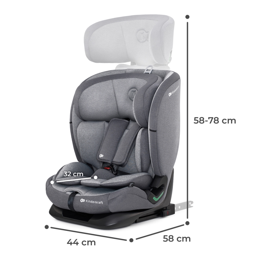 KINDERKRAFT - Autokrēsliņš ONETO 3 i-Izmērs (76-150 cm) + Isofix Cool pelēka