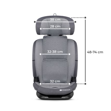 KINDERKRAFT - Autokrēsliņš ONETO 3 i-Izmērs (76-150 cm) + Isofix Cool pelēka