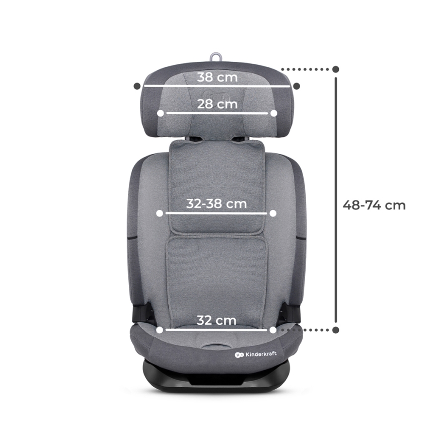 KINDERKRAFT - Autokrēsliņš ONETO 3 i-Izmērs (76-150 cm) + Isofix Cool pelēka