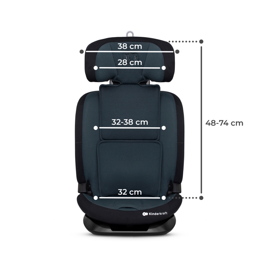KINDERKRAFT - Autokrēsliņš ONETO 3 i-Izmērs (76-150 cm) + Isofix Graphite melna