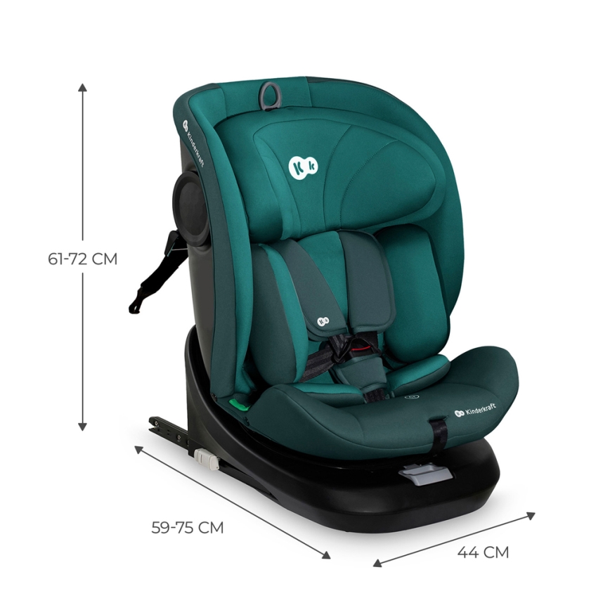 KINDERKRAFT - Bērnu auto sēdeklis ar pagriežamu pamatni I-GROW i-Size 40-150 cm tirkīza krāsā