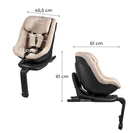 KINDERKRAFT - Bērnu autosēdeklis ar pagriežamu pamatni I-GUARD PRO i-Size 61-105 cm bēšs
