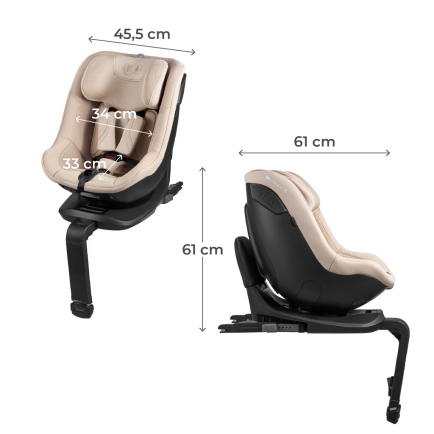KINDERKRAFT - Bērnu autosēdeklis ar pagriežamu pamatni I-GUARD PRO i-Size 61-105 cm bēšs