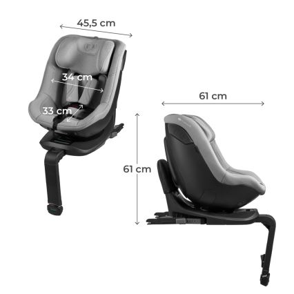 KINDERKRAFT - Bērnu autokrēsls ar rotējošu bāzi I-GUARD PRO i-Size 61-105 cm, pelēks
