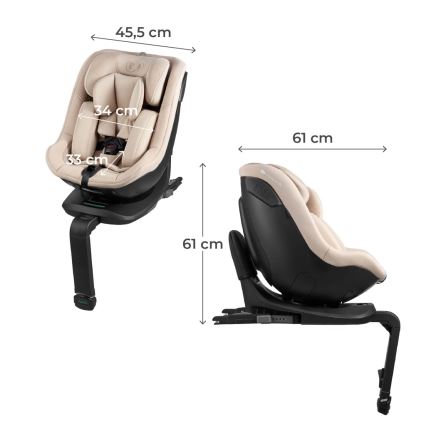 KINDERKRAFT - Bērnu autosēdeklis ar pagriežamu pamatni I-GUARD i-Size 40-105 cm, bēšs