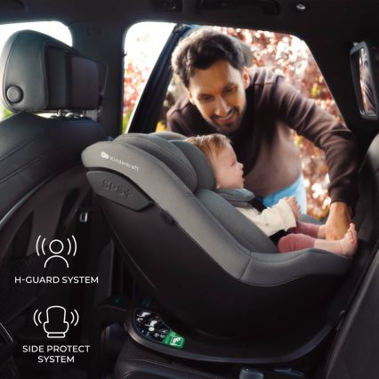 KINDERKRAFT - Bērnu autosēdeklis ar rotējošu bāzi I-GUARD i-Size 40-105 cm pelēks