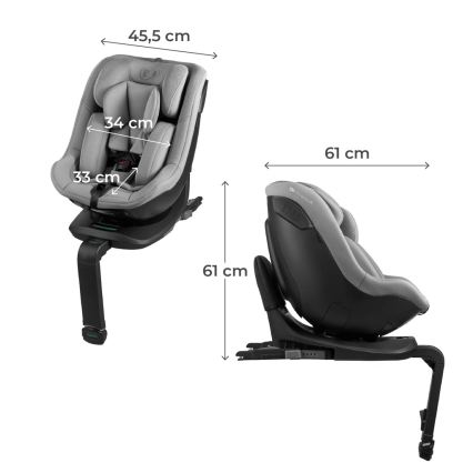 KINDERKRAFT - Bērnu autosēdeklis ar rotējošu bāzi I-GUARD i-Size 40-105 cm pelēks