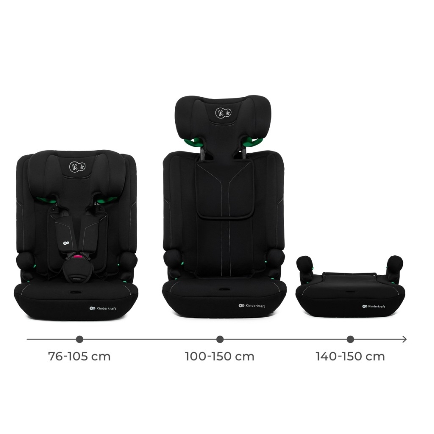 KINDERKRAFT - Bērnu autosēdeklis I-COMFY i-Size 76-150 cm melns