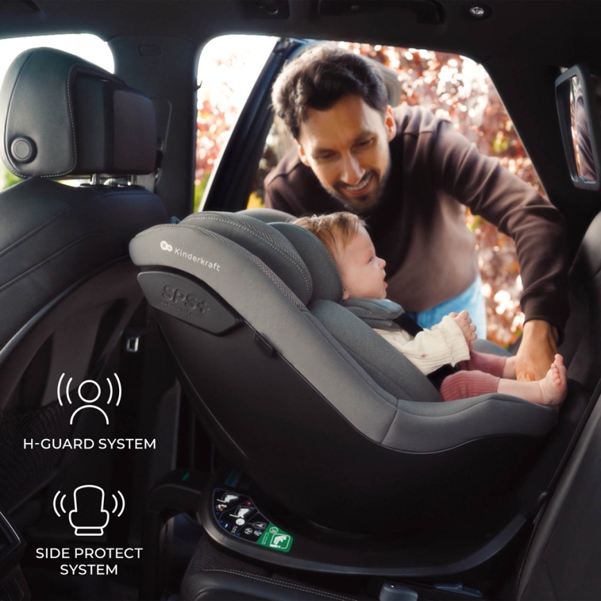 KINDERKRAFT - Bērnu autosēdeklis I-GUARD i-Size 40-105 cm pelēks