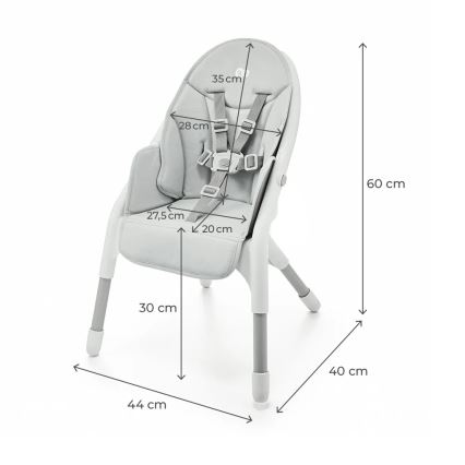 KINDERKRAFT - Bērnu barošanas krēsls 2in1 DINNLY pelēka