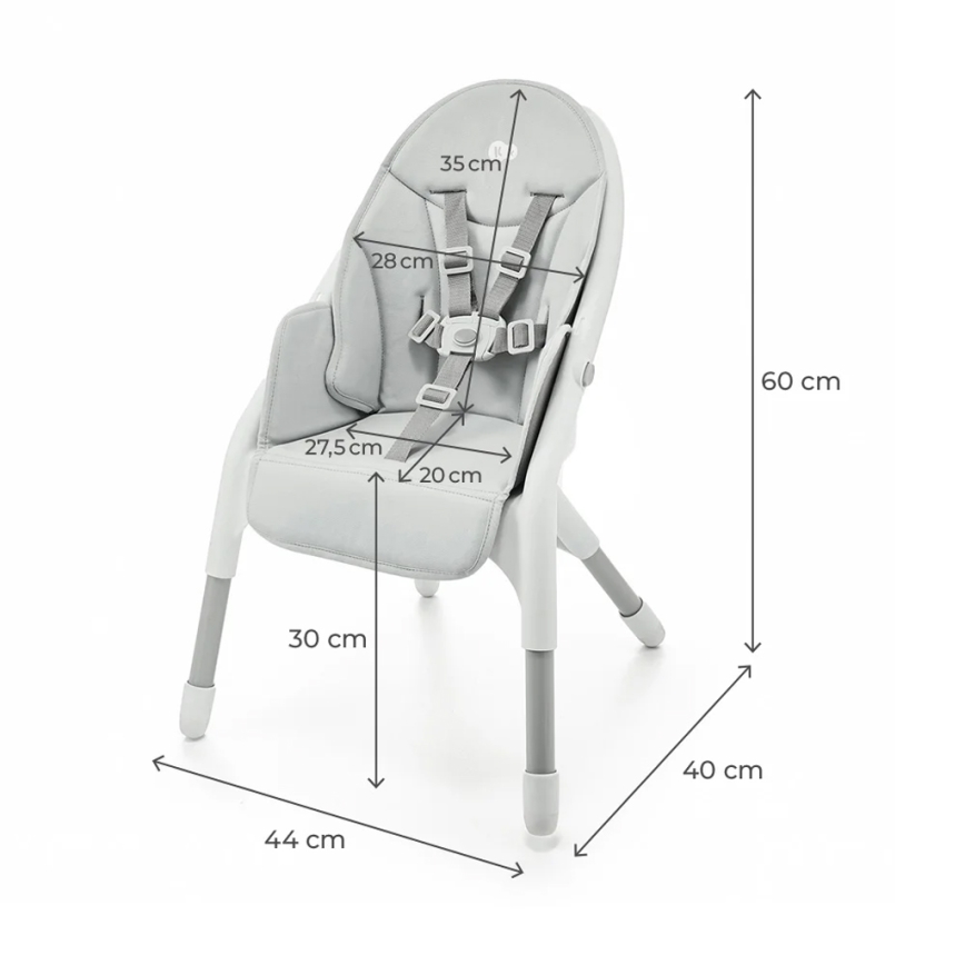 KINDERKRAFT - Bērnu barošanas krēsls 2in1 DINNLY pelēka