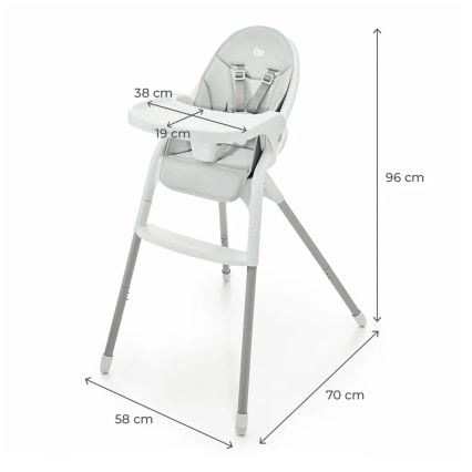 KINDERKRAFT - Bērnu barošanas krēsls 2in1 DINNLY pelēka