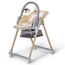 KINDERKRAFT - Bērnu barošanas krēsls 2in1 LASTREE bēšs/pelēks