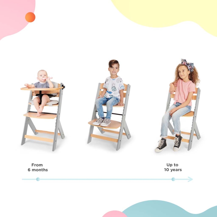 KINDERKRAFT - Bērnu barošanas krēsls ar polsterējumu ENOCK pelēks