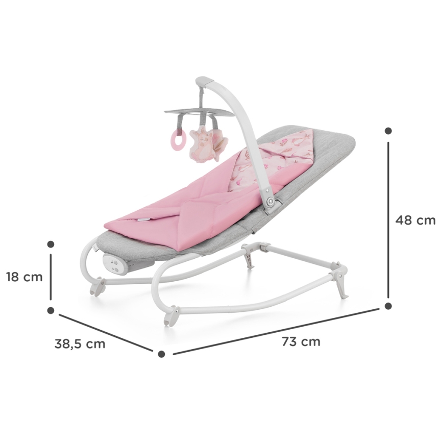 KINDERKRAFT - Bērnu kustīgs šūpuļkrēsls ar mūziku FELIO 2 rozā