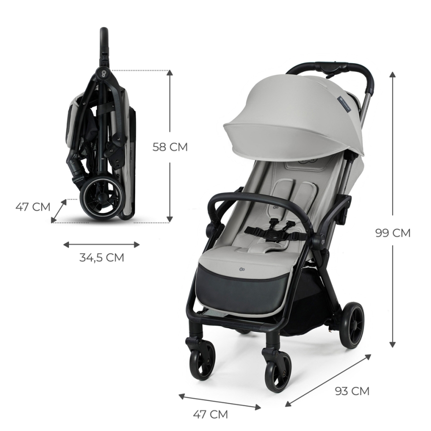 KINDERKRAFT - Bērnu ratiņi APINO pelēka