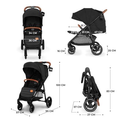 KINDERKRAFT - Bērnu ratiņi GRANDE PLUS melna