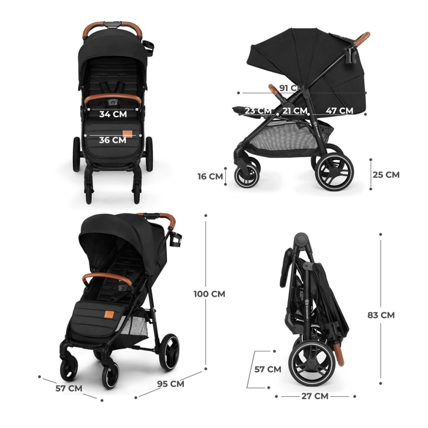 KINDERKRAFT - Bērnu ratiņi GRANDE PLUS melna