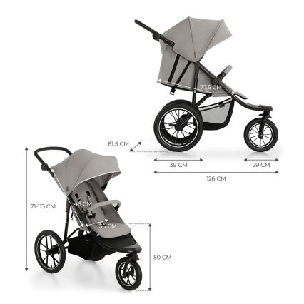 KINDERKRAFT - Bērnu ratiņi HELSI2 pelēka