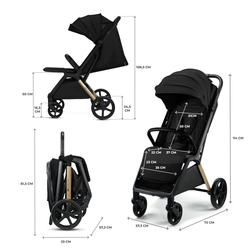 KINDERKRAFT - Bērnu ratiņi LOOM melna