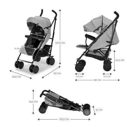 KINDERKRAFT - Bērnu ratiņi SIESTA Ash pelēka