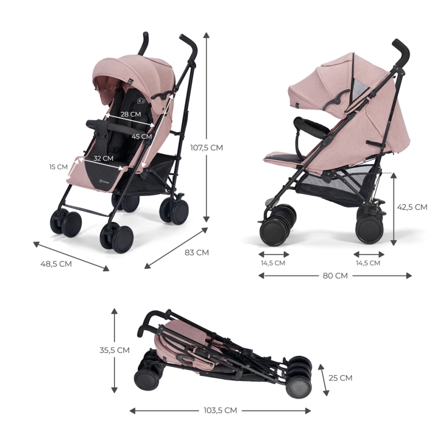 KINDERKRAFT - Bērnu ratiņi SIESTA Pink princese