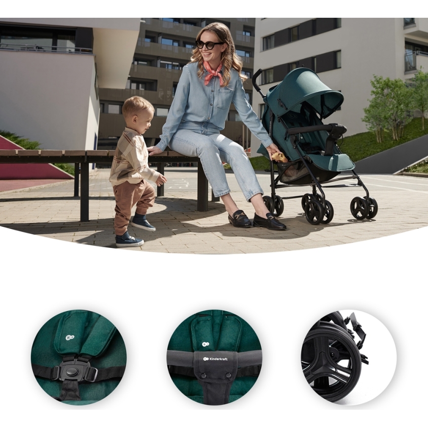 KINDERKRAFT - Bērnu ratiņi TIK Green mežs