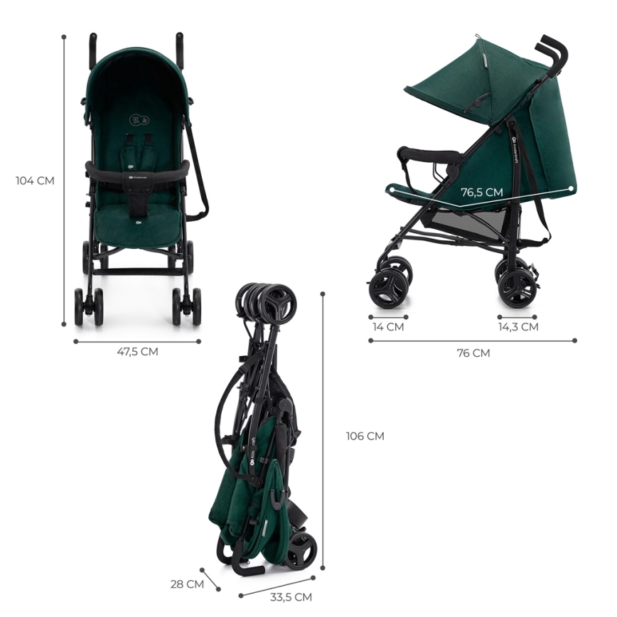 KINDERKRAFT - Bērnu ratiņi TIK Green mežs