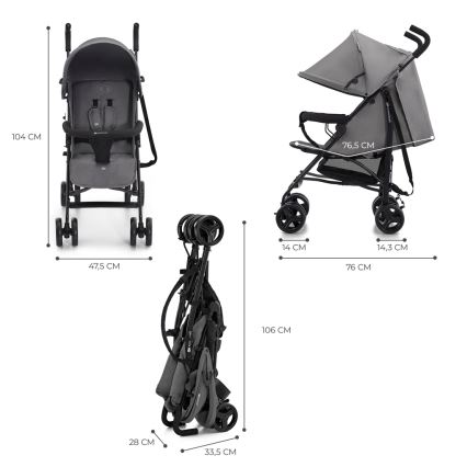 KINDERKRAFT - Bērnu ratiņi TIK Stone pelēka