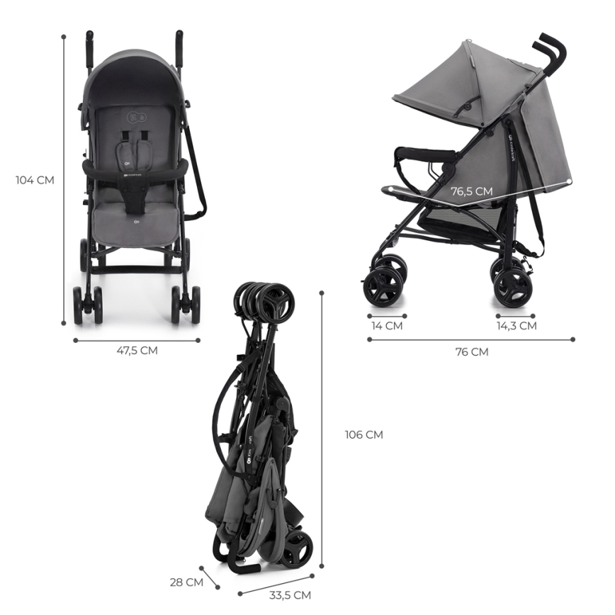 KINDERKRAFT - Bērnu ratiņi TIK Stone pelēka