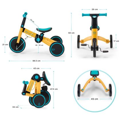 KINDERKRAFT - Bērnu skrejritenis 3in1 4TRIKE dzeltena/melna