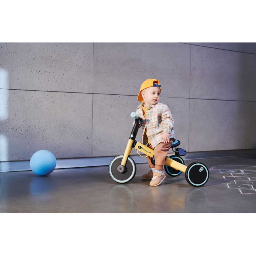 KINDERKRAFT - Bērnu skrejritenis 3in1 4TRIKE dzeltena/piparmētru krāsa